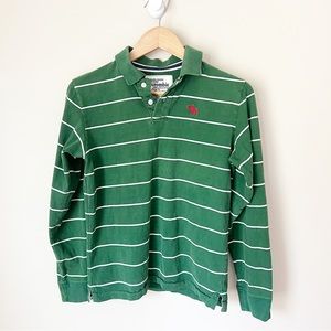 Abercrombie Kids Big Boy's Rugby Long Sleeve Striped Polo Green White XL
